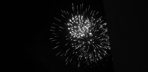 black and white image fireworks