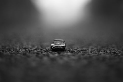 black and white blur car