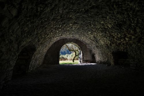 black and white architecture tunnel