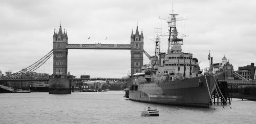 black-and-white warship london