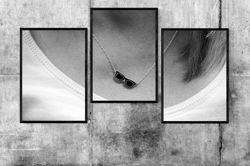 black and white  woman  necklace