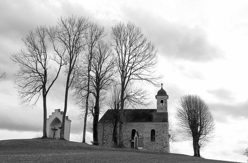 black and white  chapel  building