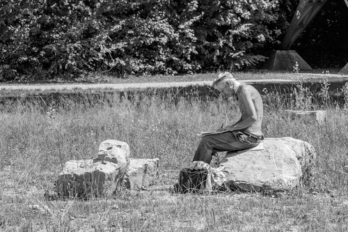 black and white  male  the stones