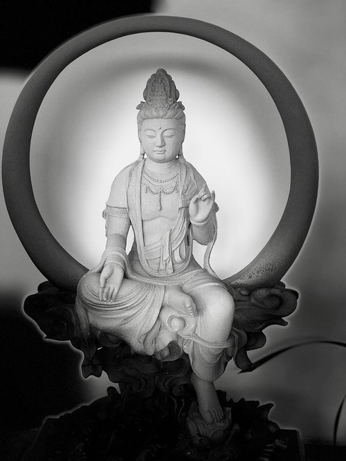 black and white  guanyin  serenity