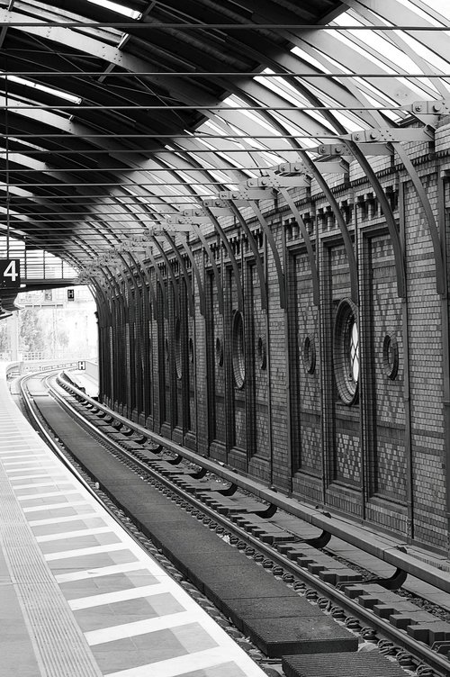 black and white  railway station  berlin