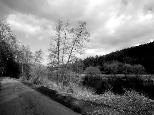 black and white dark landscape