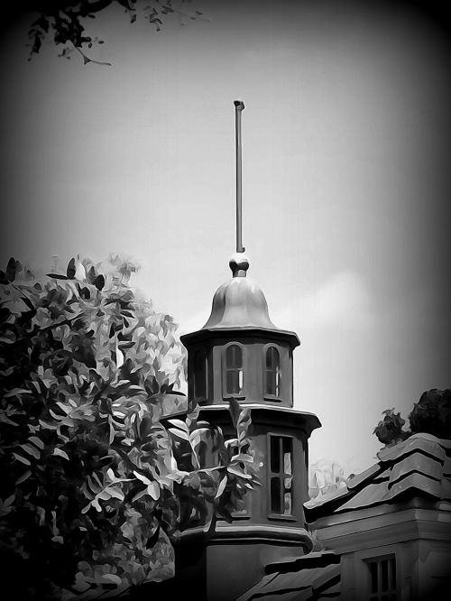 black and white steeple architecture