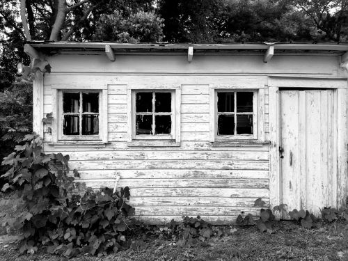 barn hangar black and white