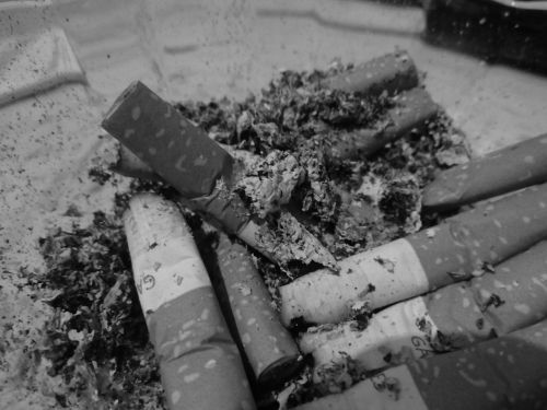 black and white cigarette ash