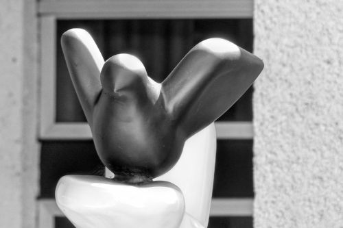 Black And White Bird Sculpture