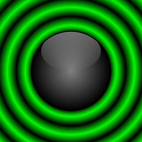 Black Ball With Green Rings