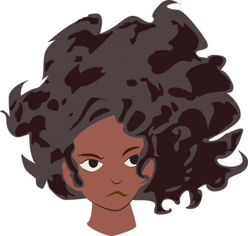 black girl head wavy hair