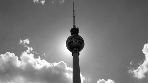 black white  tv tower  capital