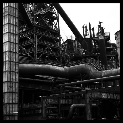 blast furnace duisburg black and white