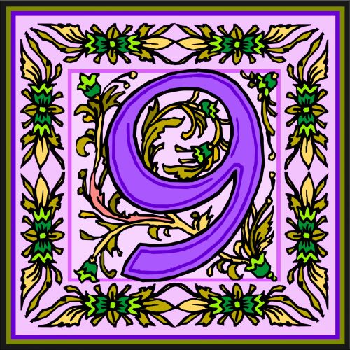 Flowery Purple Number 9