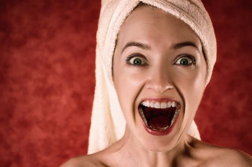 blonde towel portrait