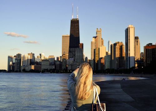 blonde girl traveler