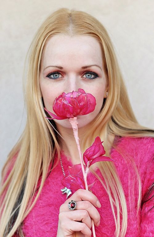 blonde woman facial portrait