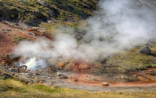 blood geyser  yellowstone national park  landscape