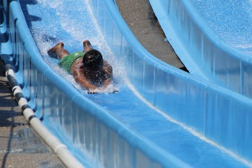 blue pool slide