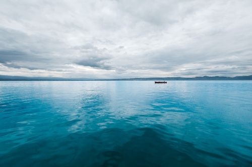 blue boat landscape