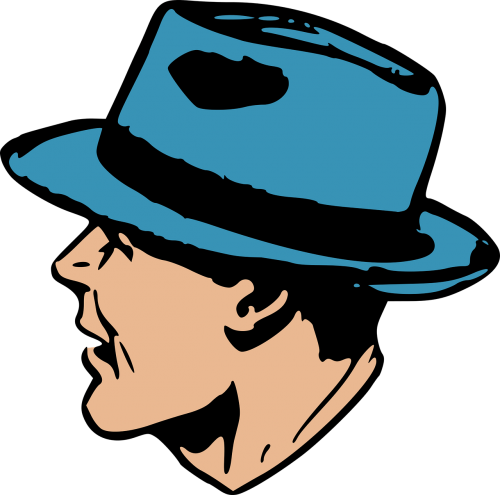 blue hat man
