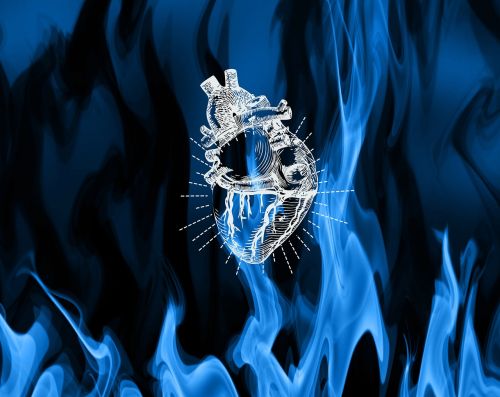 blue flames heart