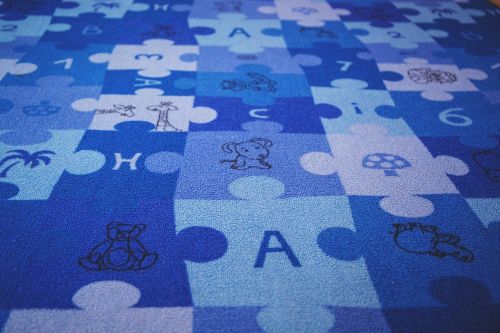 blue puzzle carpet