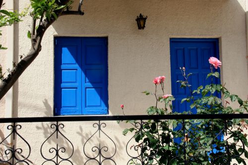 blue happiness door