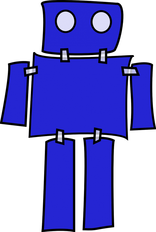 blue robot machine