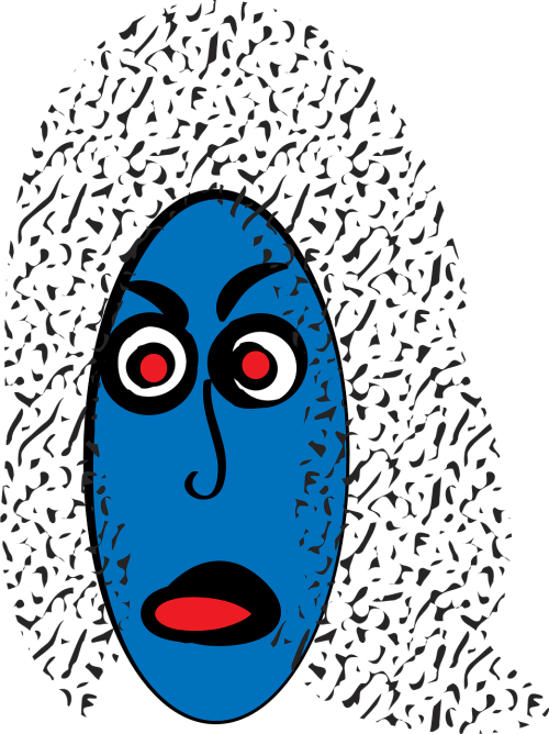 blue face woman