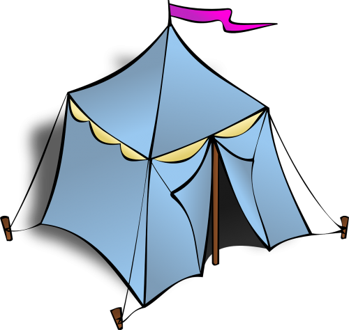 blue tent flag