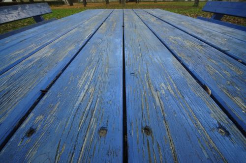 blue wood table