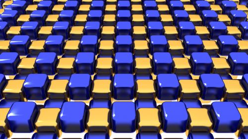 Blue And Gold Cubes Geometric