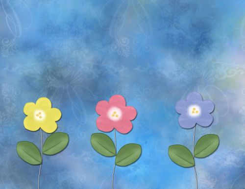 Blue Background With Flowers