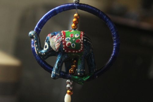 blue elephant wooden toy handicraft