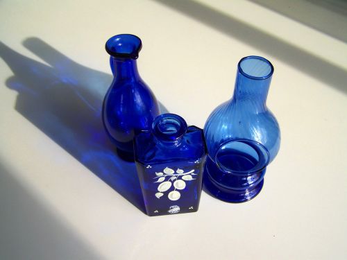 blue glass objects light shadow ornaments