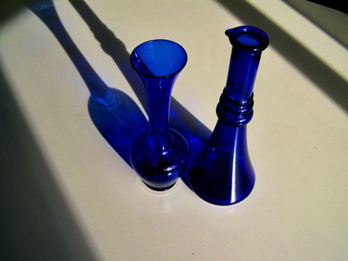 blue glass objects light shadow ornaments