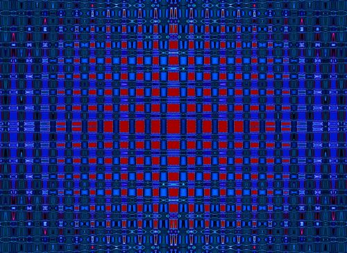 Blue Grid Pattern On Red