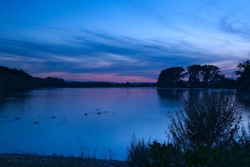 blue hour lake romantic