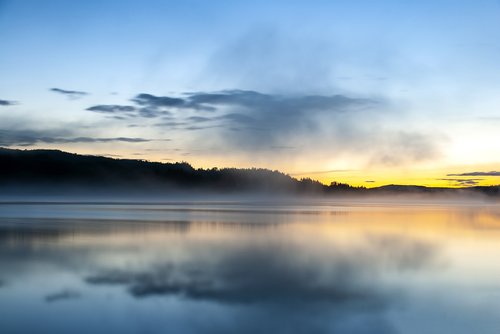 blue hour  lake  water