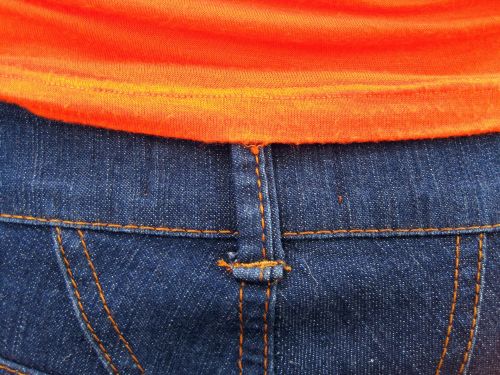 Blue Jean With Orange Stitching