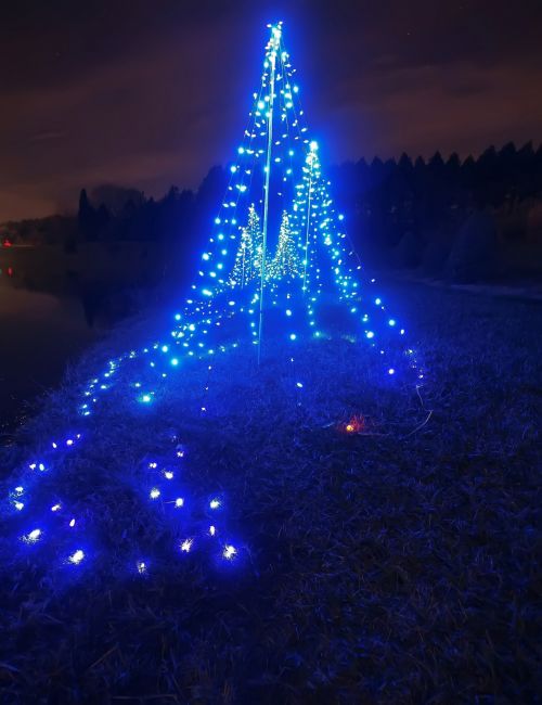 Blue Lights Christmas Tree