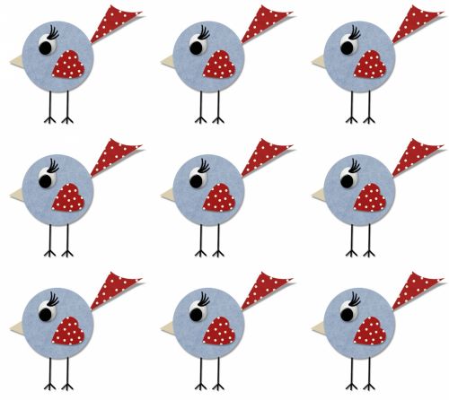 Blue Birdy Red Dots
