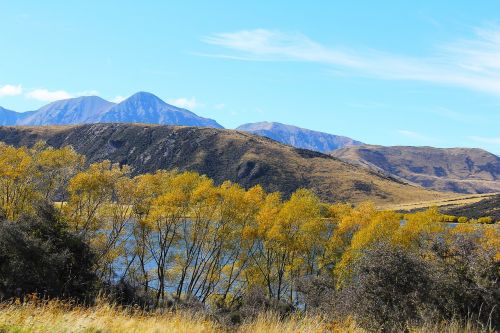 blue sky nature lake