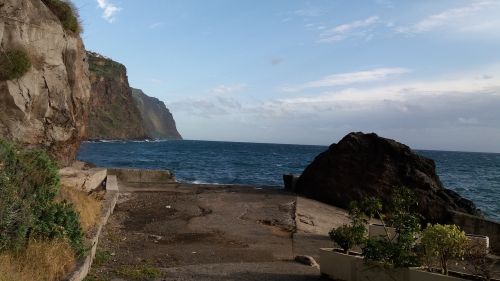 blue sky path rocks