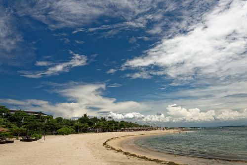 blue sky white cloud beach