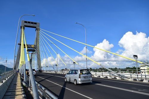 blue sky manado cable-stayed bridge