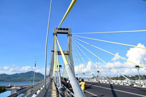 blue sky manado cable-stayed bridge