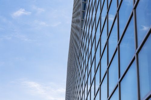 blue sky tall buildings building